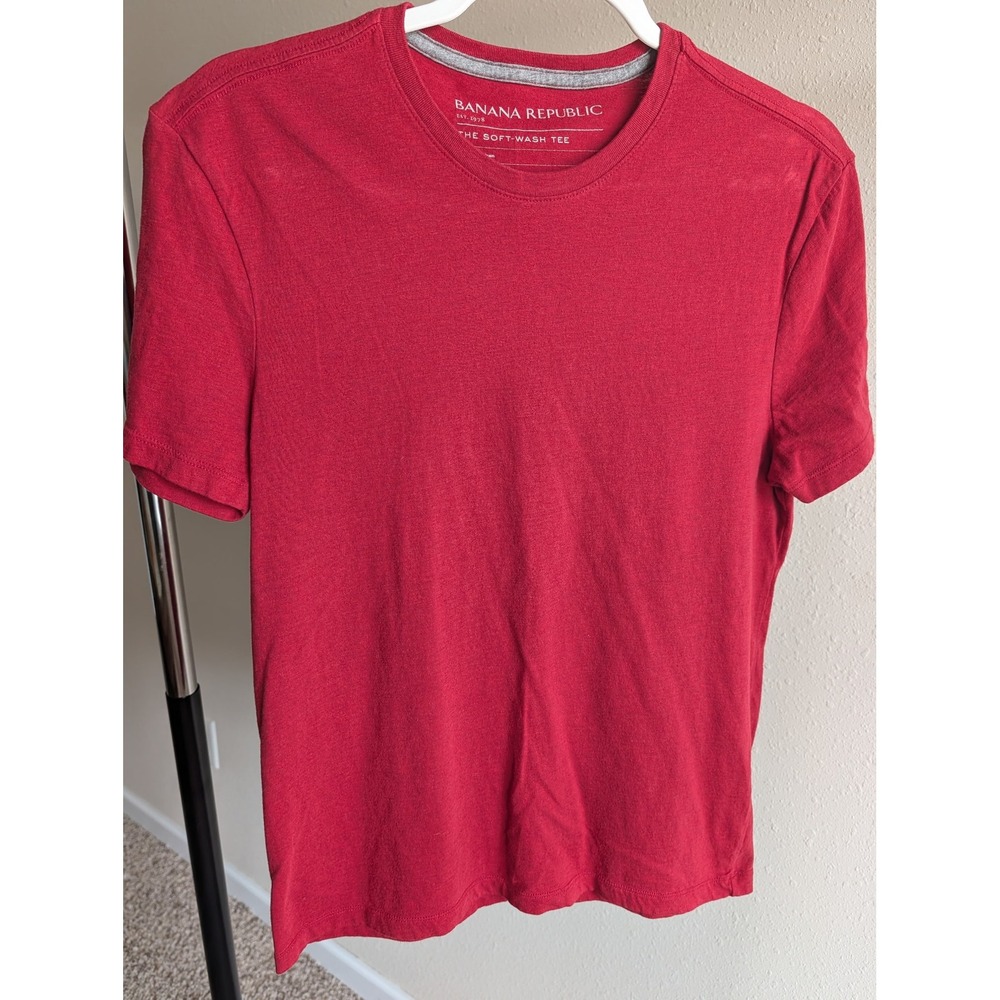 Banana Republic Mens Soft-Wash Tee Red Short Sleeve Crew Neck T-Shirt Size S